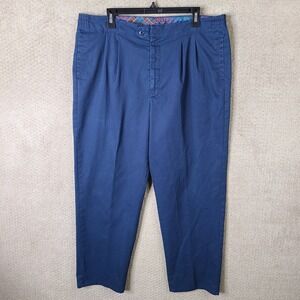 Vintage Farah Pants Mens 40x30 Blue Pleated Chino Elastic Waist Original Casuals
